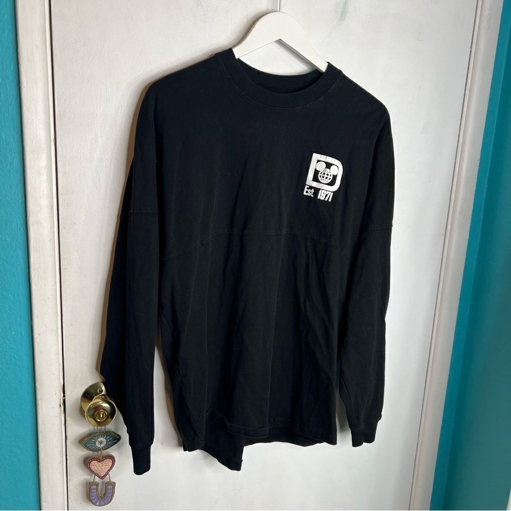 Disney Parks Walt Disney World Spirit Jersey Long Sleeve Black T-Shirt oversized
